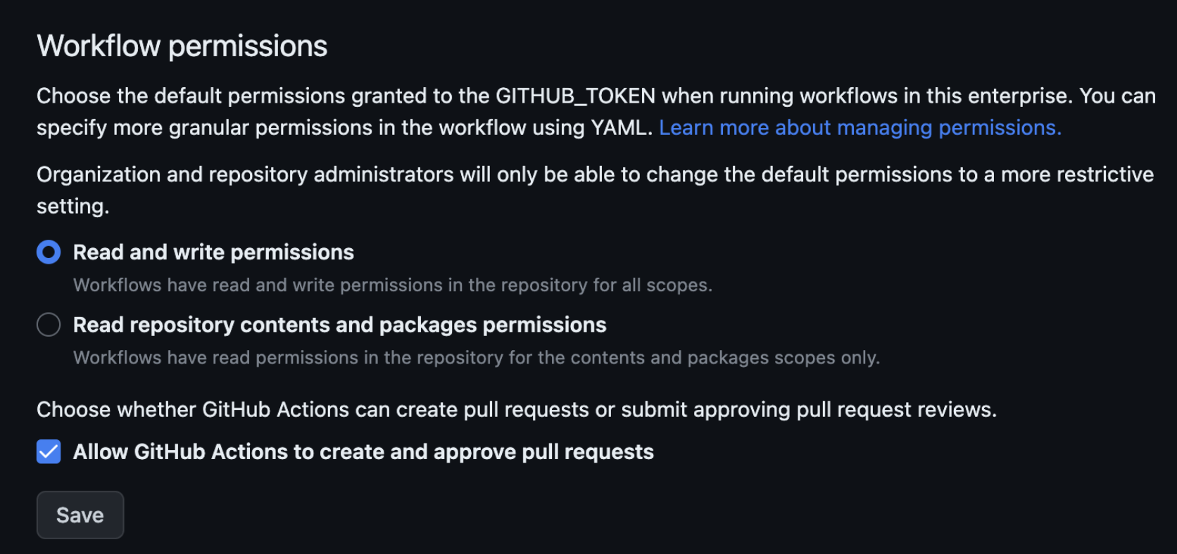 Workflow permissions