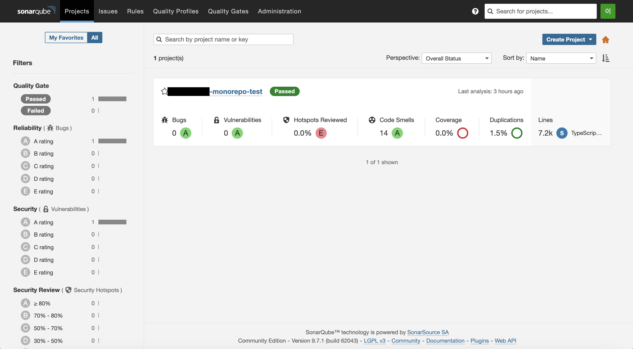 SonarQube 9.7 로그인 화면